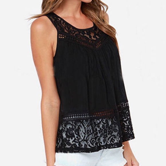 NWT Black Lace Tank Top Boho Chic Classy - Picture 2 of 4